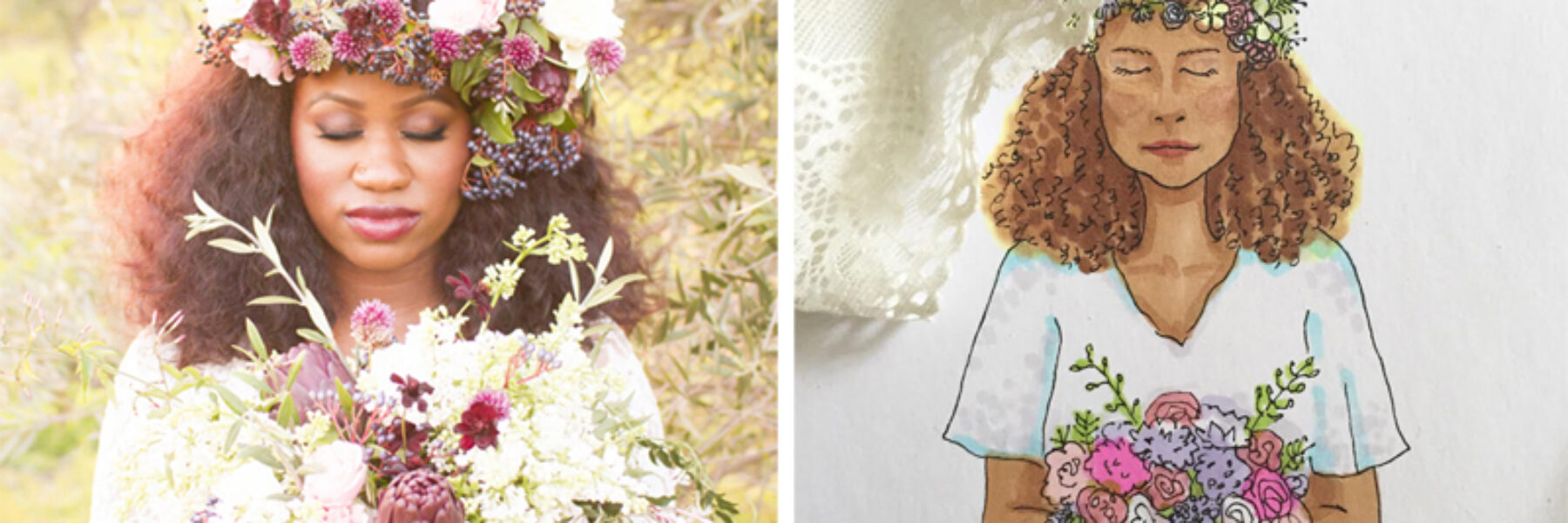Featured | Custom Illustrated Portraits Inspired by Maternity, Boudoir and Wedding Day Photos